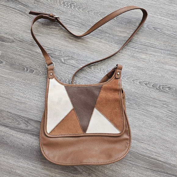 nine west brown color block cross body bag - Picture 1 of 2